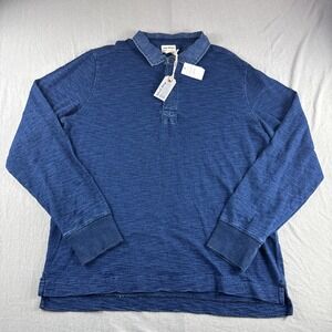 Todd Snyder Natural Indigo Rugby Polo Mens L Shirt Long Sleeve Preppy Cotton NEW